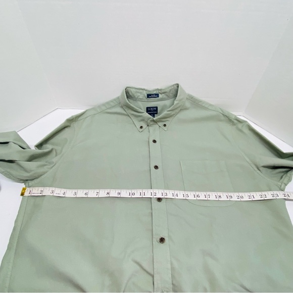 J Crew Factory Mens XL Green Button Down Slim Untucked 100% Cotton Chest Pocket - Picture 7 of 12